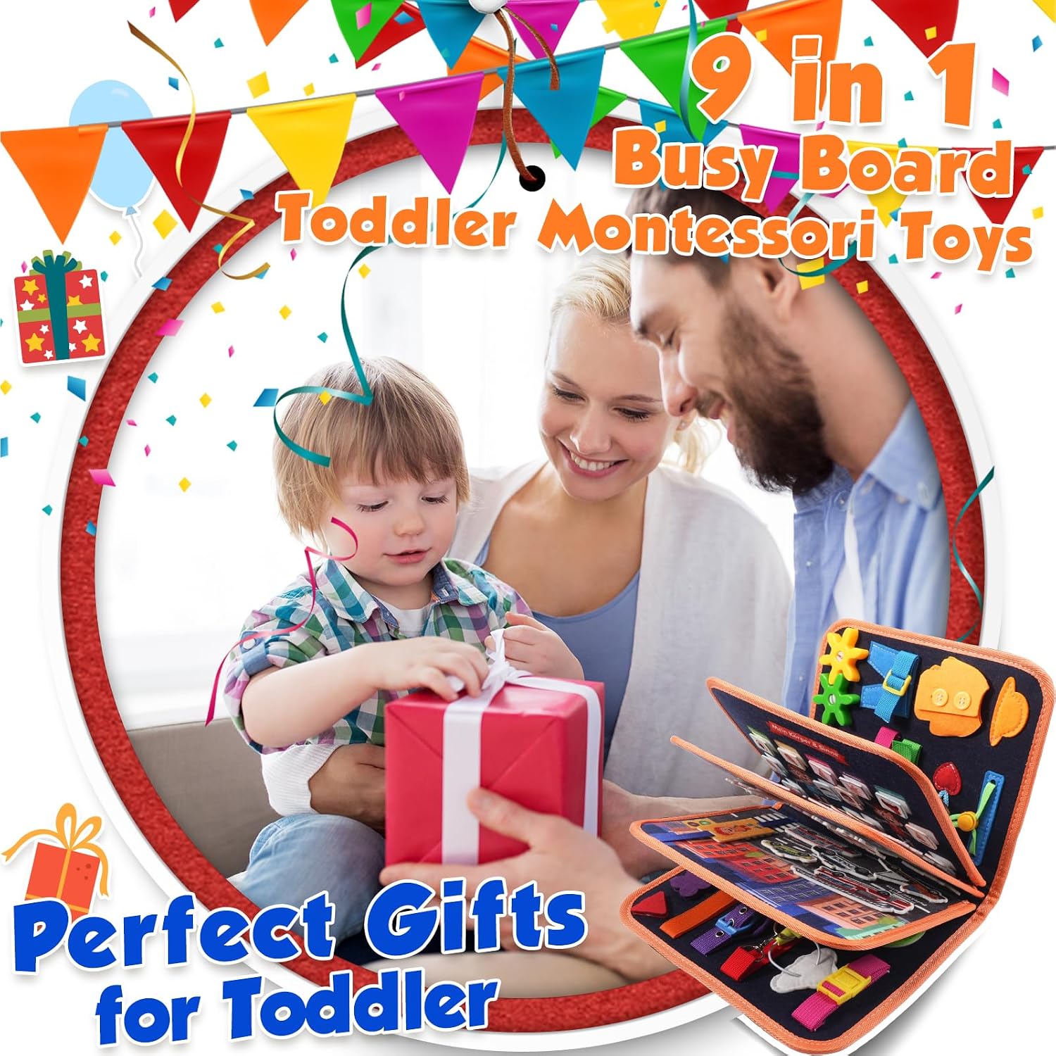 Detalle 2 de ZOOI Busy Board Montessori Toy 9 pages