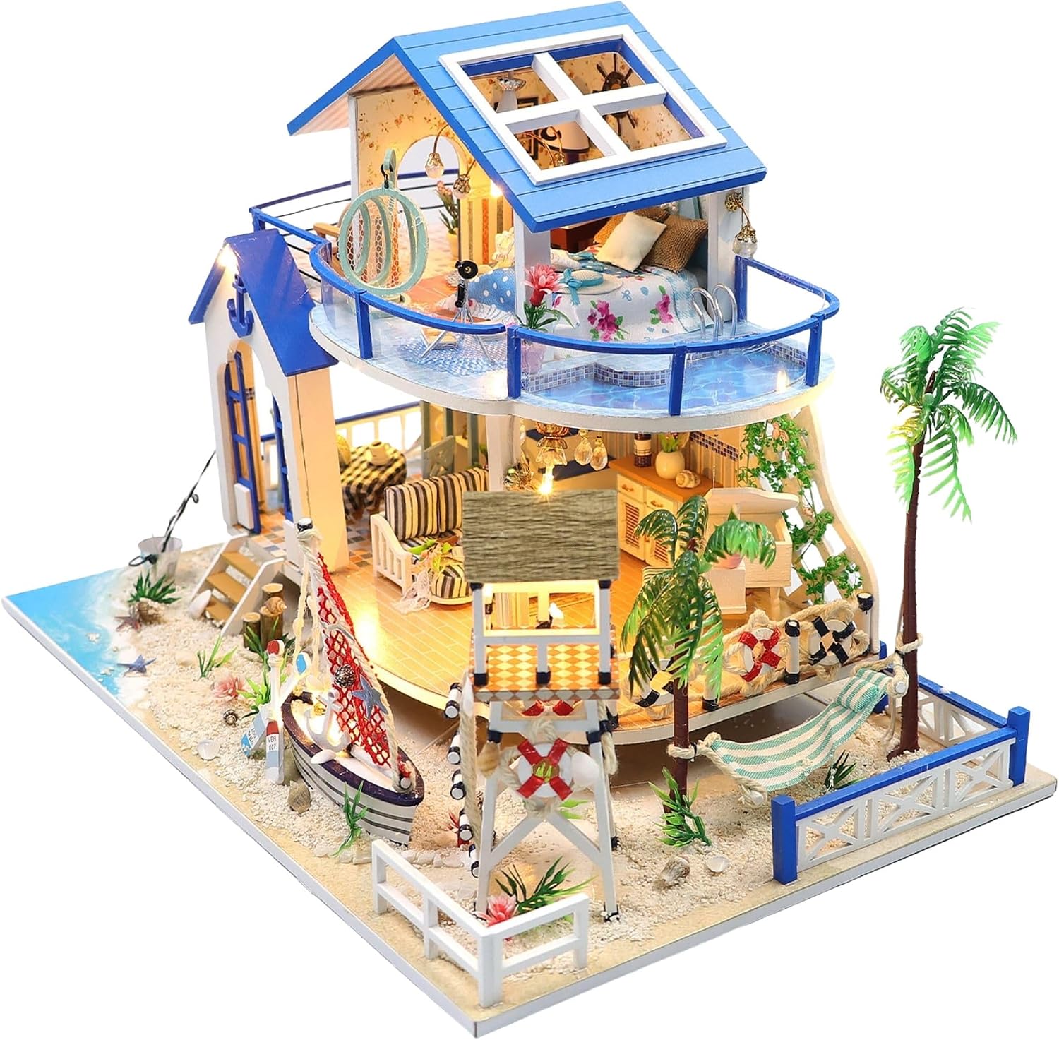 Detalle 2 de Crafts&Co® Casa de Playa Miniatura DIY 🏖️ | 398 Piezas