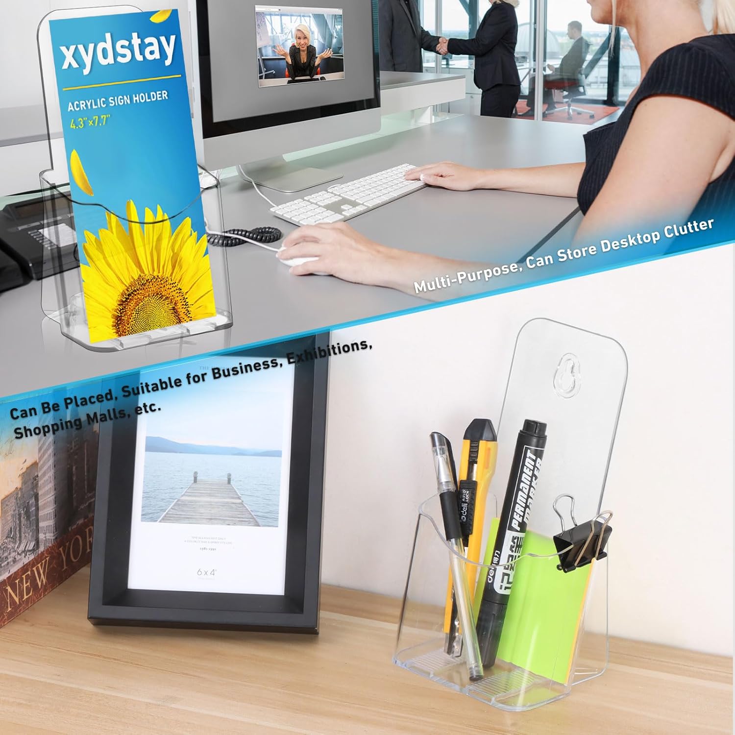 Thumbnail 5 de xydstay XYD-YKL-ZLJ12-1 Acrylic Brochure Holders, Clear 4-Inch, 12-Pack