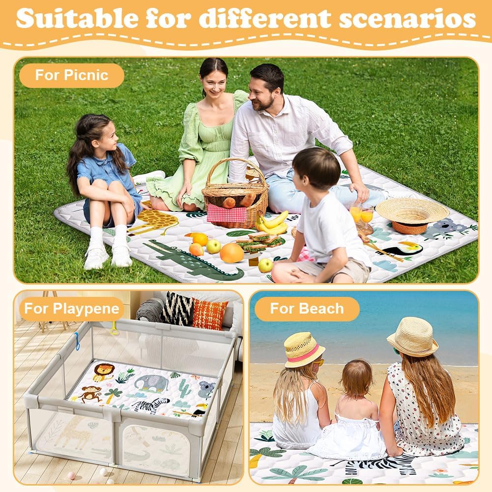 Thumbnail 5 de Aolso Baby Play Mat for Floor 127x127 cm – Foldable, Non-Slip, Waterproof Cushioned Mat