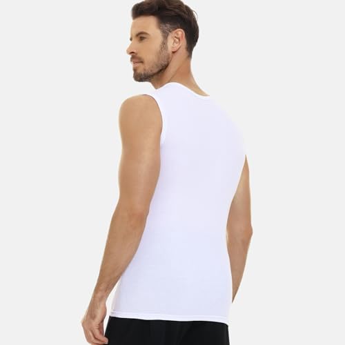 Detalle 2 de FALARY Debardeur Homme Musculation Maillot de Corps 100% Coton – Lot de 3 Blancs (Taille L)