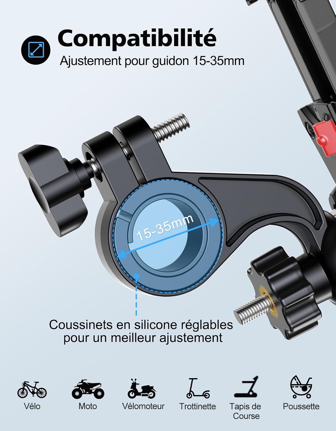 Thumbnail 5 de Glangeh Support Téléphone Velóire [Verrouillage Sécurisé] – Installation rapide et rotation à 360°