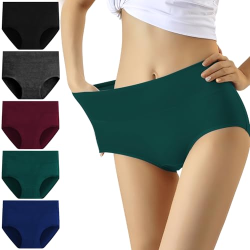 Detalle de YouShow Culotte Femme Taille Haute Lot de 5 en Coton Slip Confort – 5 pièces