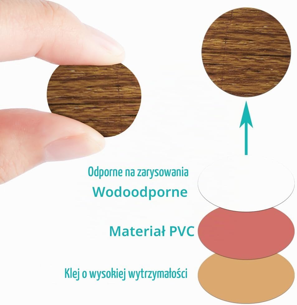 Detalle de OSDUE P-20230608-TL4C – samoprzylepne zaślepki do mebli PVC, 21 mm, 4 kolory