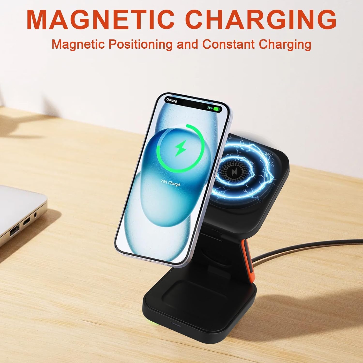 Thumbnail 6 de Chargeur sans Fil Pliable 3-en-1 MagSafe 15W — Station de Charge Rapide pour iPhone, Apple Watch et AirPods