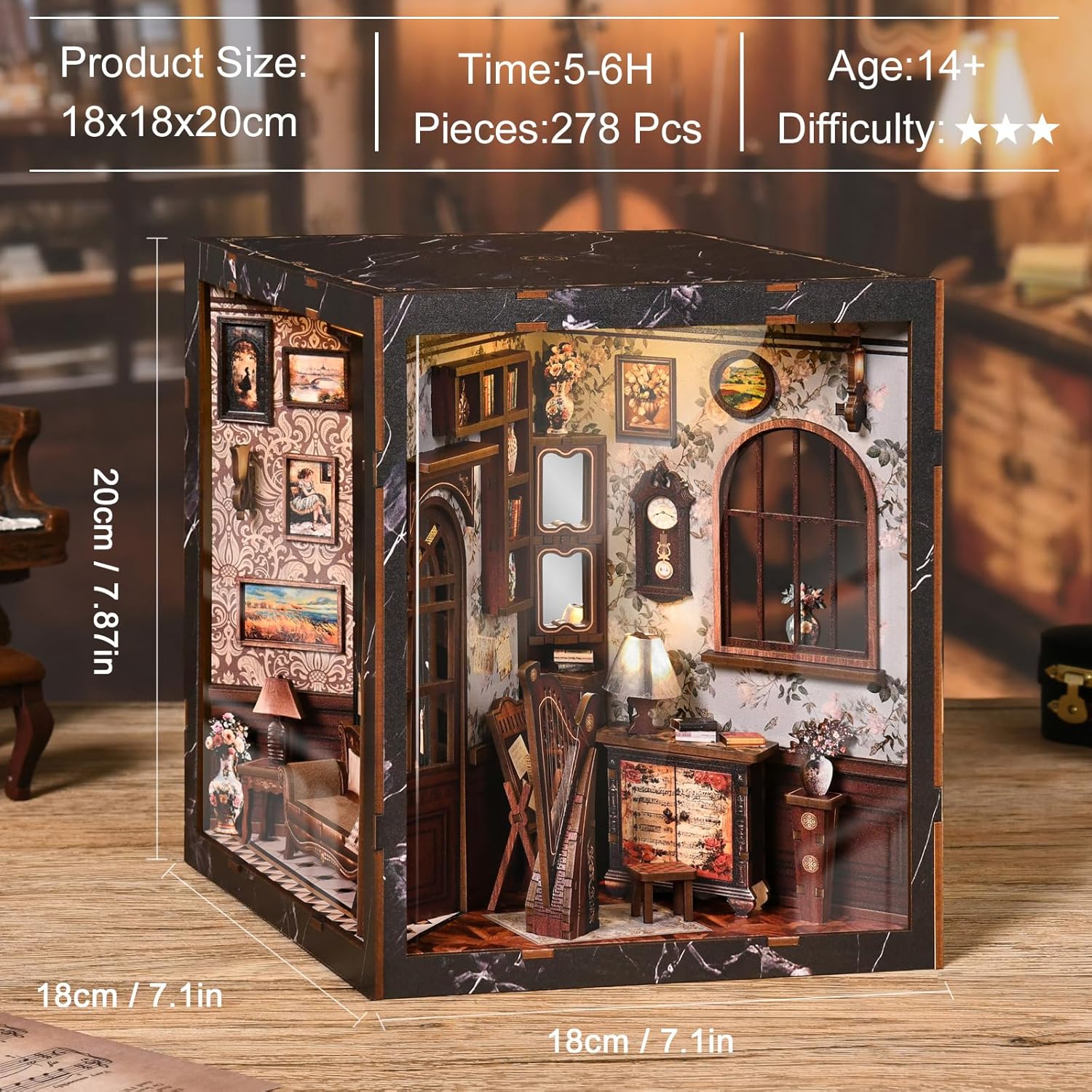 Thumbnail 2 de Kit DIY BATTREVO Book Nook « Instruments Classiques » avec LED et base motorisée