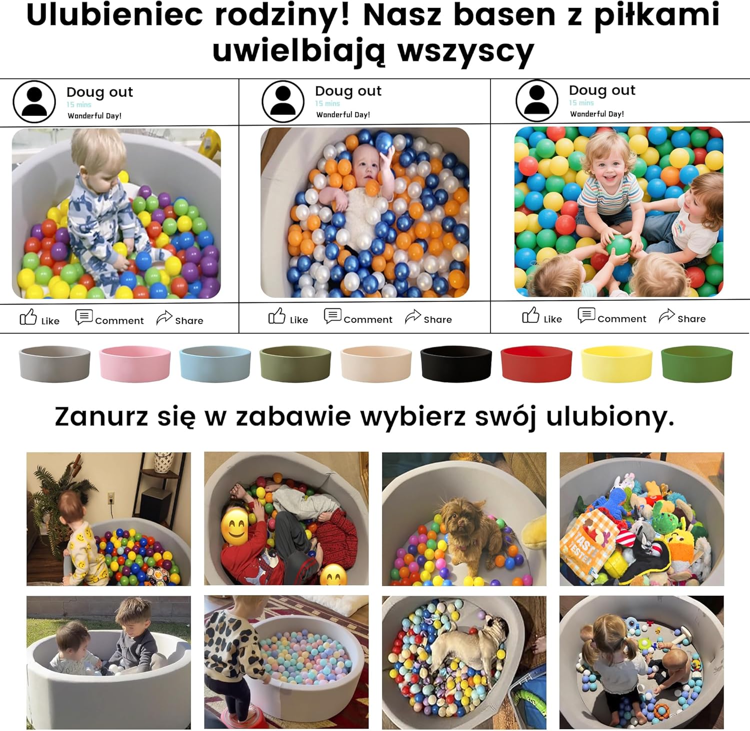 Thumbnail 6 de Bällebad Baby aus Schaumstoff 80 × 30 cm – Kinder-Bällerbad rund ab 1 Jahr, grün (ohne Bälle)