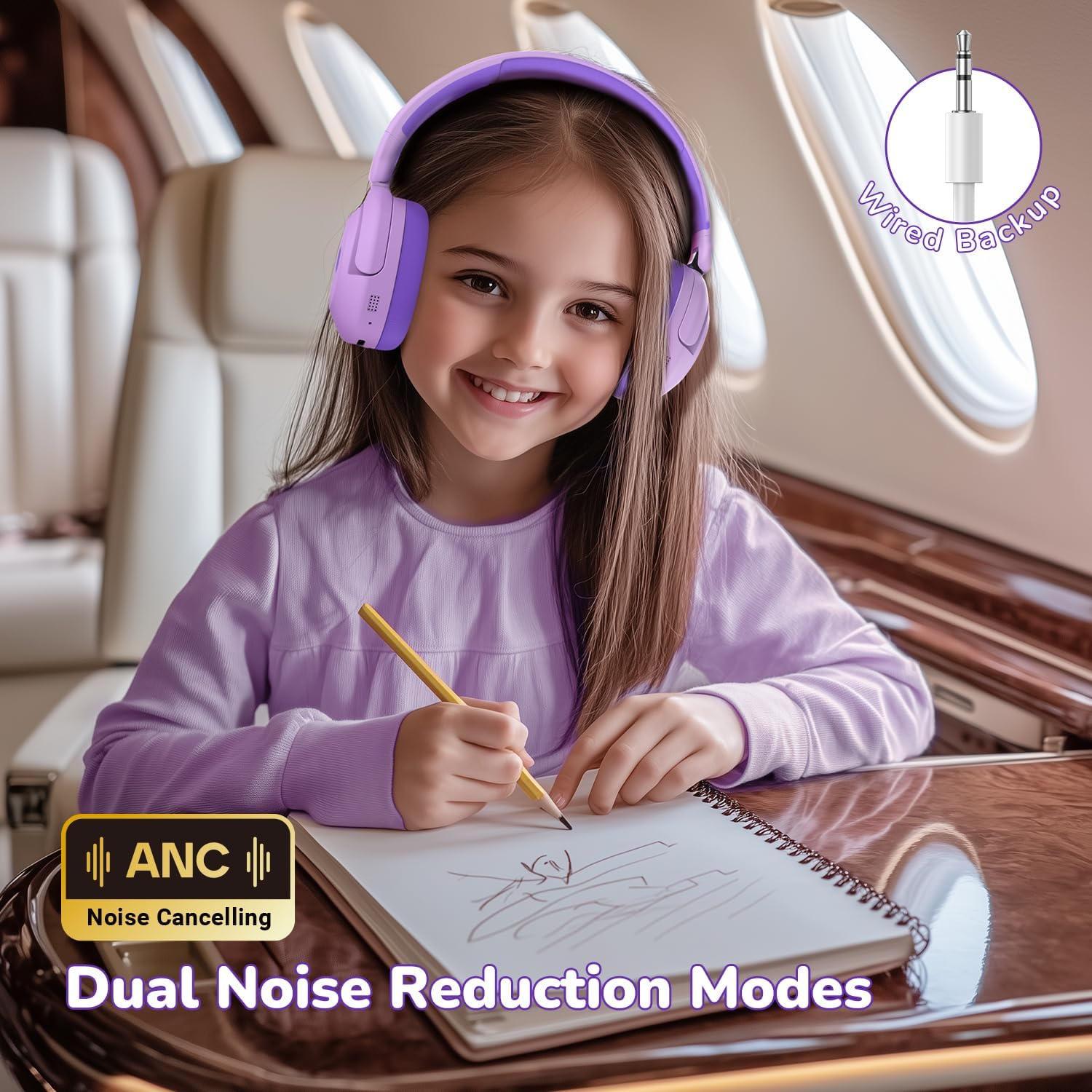 Thumbnail 5 de iClever BTH20 Active Noise Cancelling Headphones for Kids: Safe, Durable & Long-Lasting