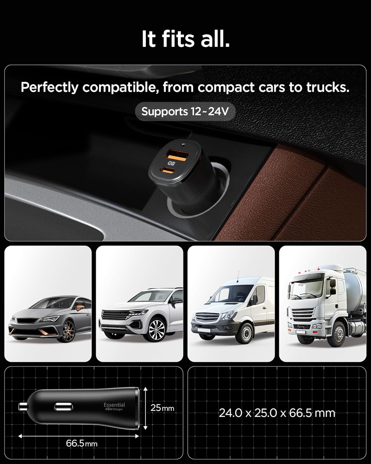 Thumbnail 5 de Spigen ArcStation 48 W chargeur allume-cigare double USB-C/USB-A rapide (PD/QC 3.0, PPS)