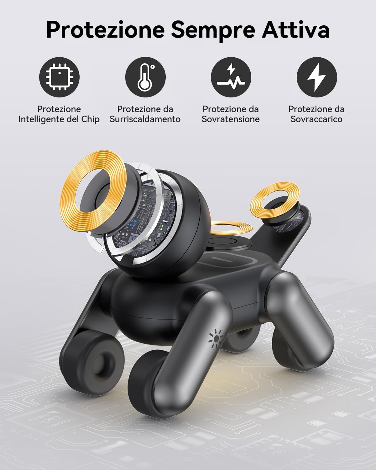 Detalle de Stazione di Ricarica MagSafe 3 in 1 per iPhone, Apple Watch e AirPods – Design regolabile e magneti ad alta potenza