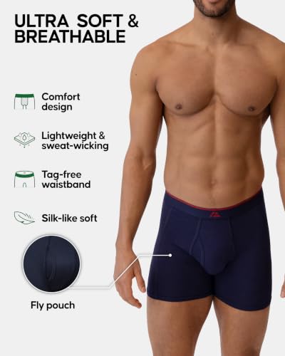 Detalle de DANISH ENDURANCE Men’s Bamboo Boxers – Comfortable, Breathable 6 Pack (Open Fly option) – L