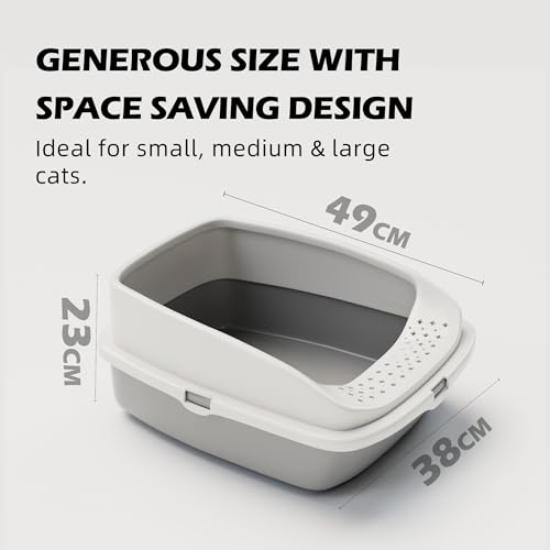 Thumbnail 6 de Vivo Technologies Cat Litter Tray Box (Grey) – Open Top Tray with Detachable Rim and Free Scoop