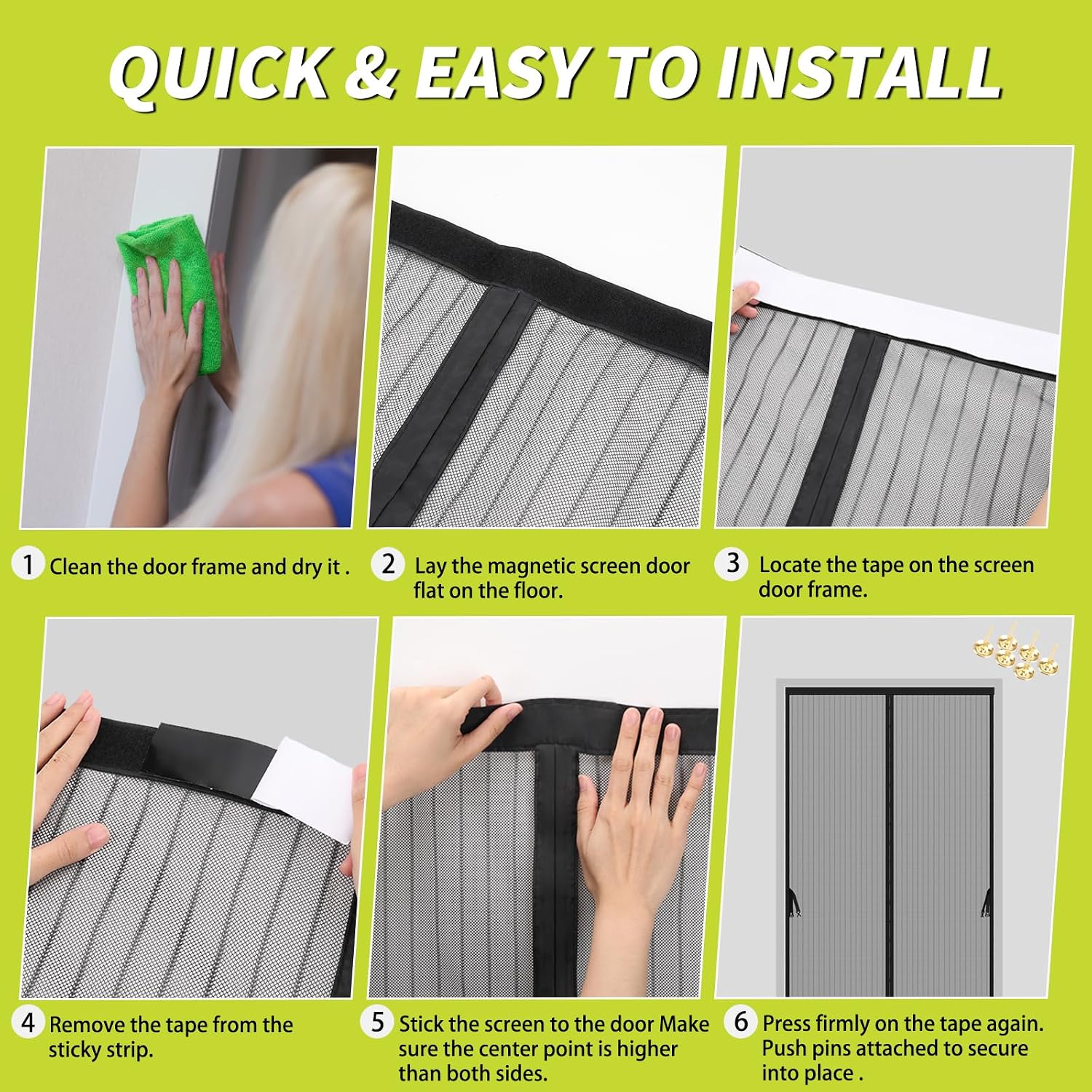 Thumbnail 5 de Iduontis Magnetic Screen Door for 36 x 82 in Door Openings (Split Curtain, Hands-Free)