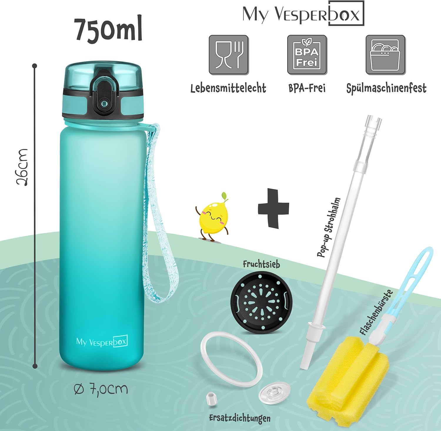 Thumbnail 1 de My Vesperbox Trinkflasche Kinder [750 ml] – Auslaufsicher & Kohlensäuregeeignet