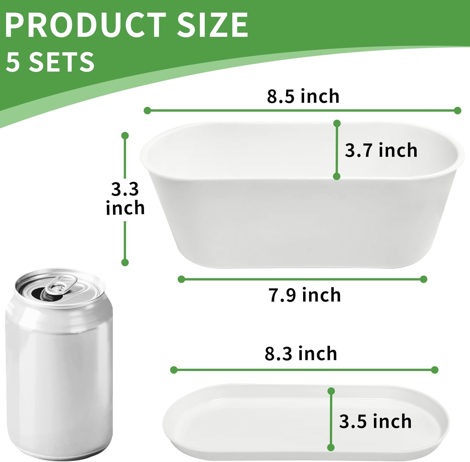 Detalle 2 de Torfican 8.5-Inch Window Box Planters, 5-Pack White Plastic Pots