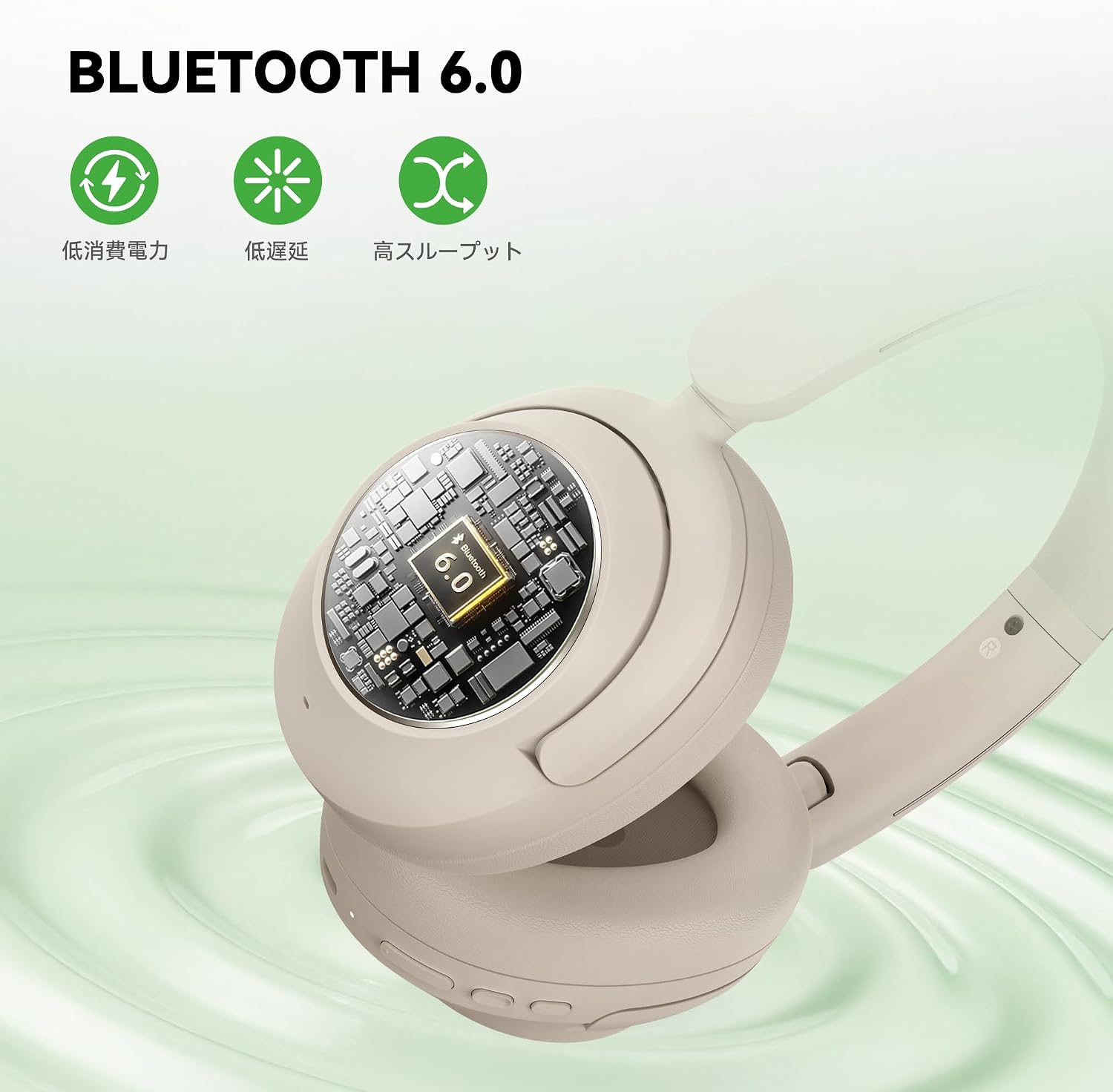 Detalle 2 de OneOdio Focus A6 ワイヤレスノイズキャンセリングヘッドホン ホワイト、Bluetooth 6.0・LDAC対応