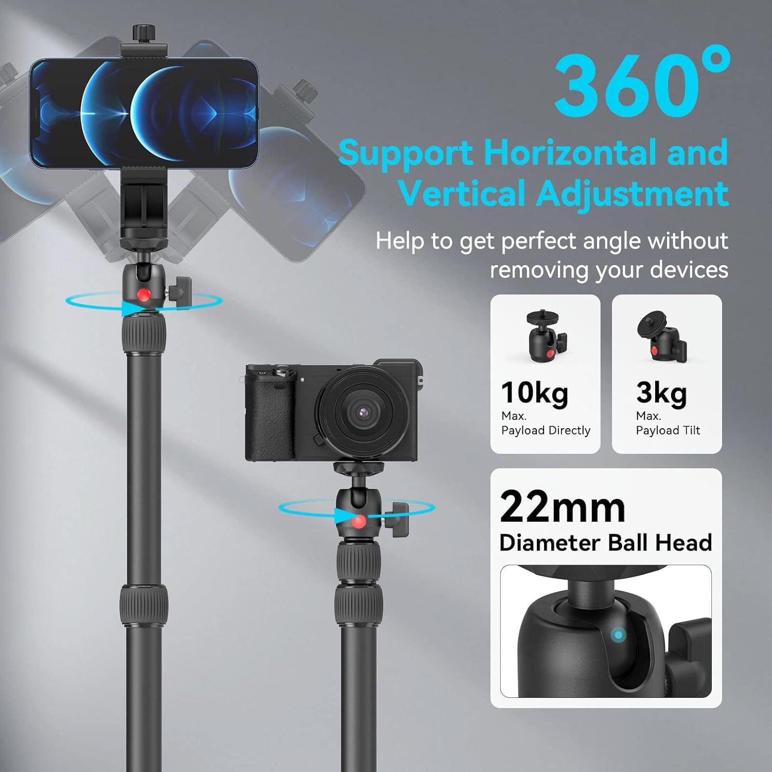 Detalle de SMALLRIG Support de table 3992 avec rotule 1/4" et bras magique pour éclairage et prises de vue