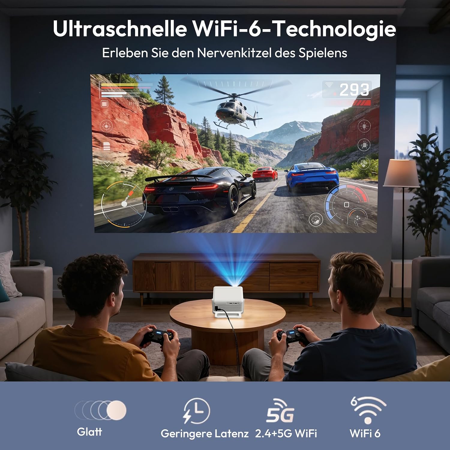 Thumbnail 6 de Xgody A1 Smart Beamer – 4K-Unterstützung, WiFi 6 & Bluetooth 5.4, Autofokus, 180° Drehung