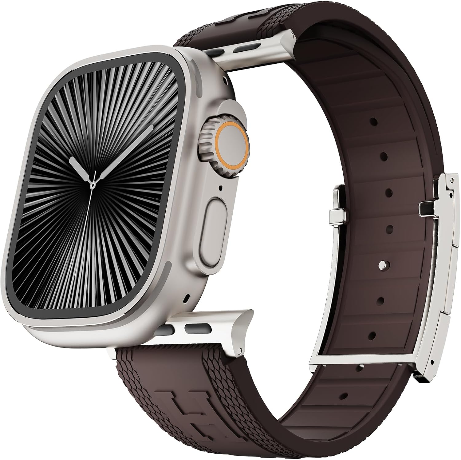 Detalle de Sport Silicone Strap with H‑Shaped Magnetic Buckle for Apple Watch Ultra 3/2/1 and Series 11–1 (42–49mm) – Replacement Strap