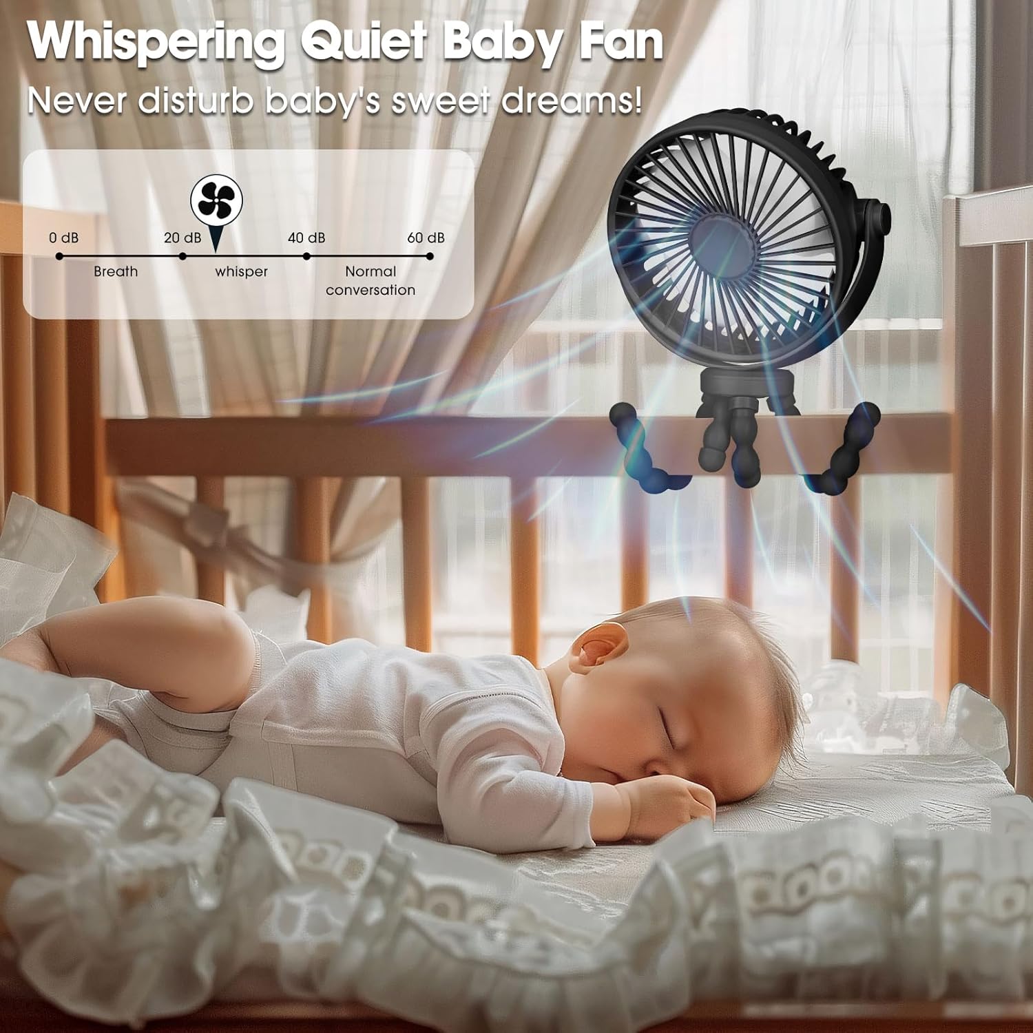 Thumbnail 4 de POPERFUN Portable Pram Fan – Rechargeable Clip-On Stroller Fan with 360° Rotation