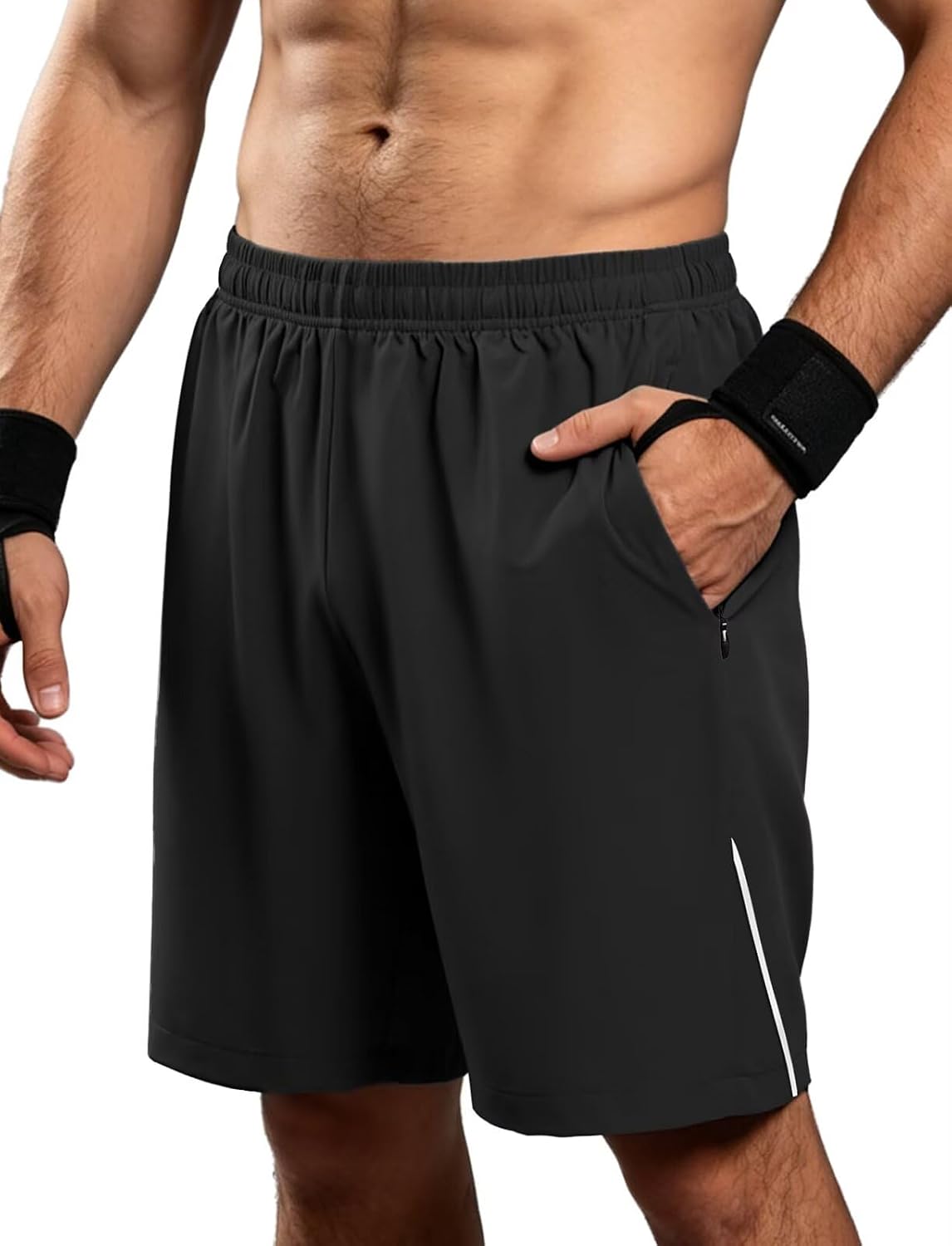 Detalle de HMIYA Herren Sport Shorts: Schnelles Trocknen, leichter Tragekomfort und sichere Aufbewahrung