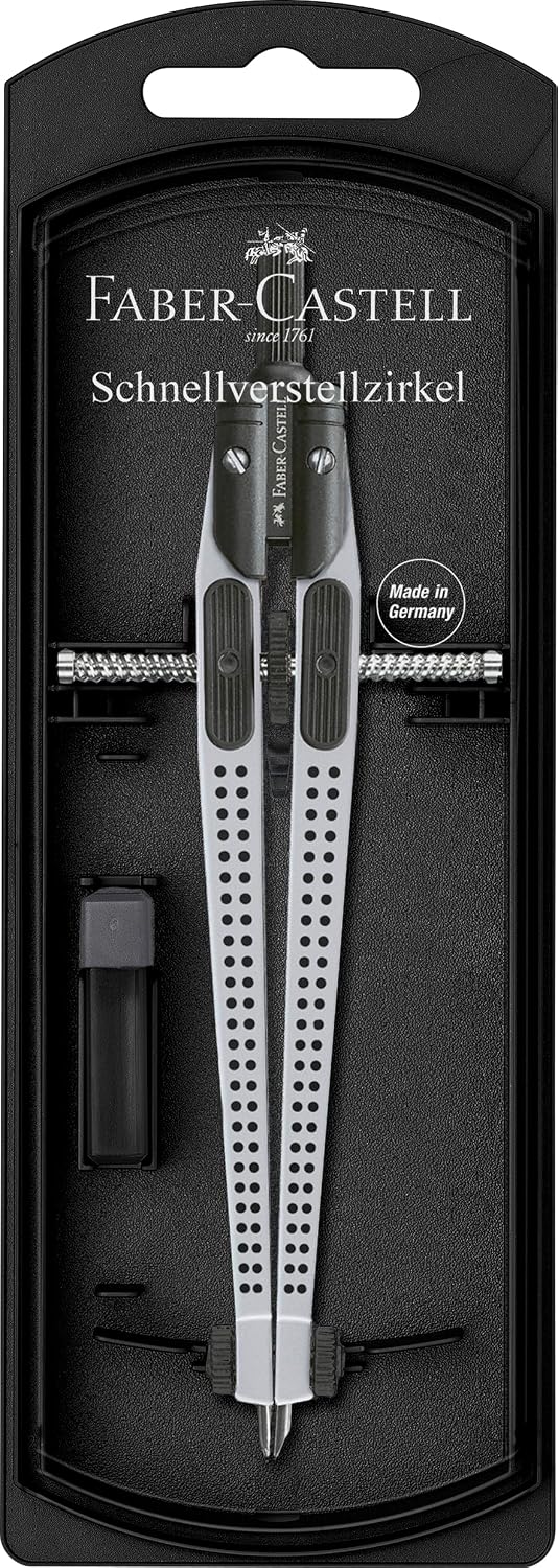 Detalle de Faber-Castell FC174472 GRIP Silver snabbjusterande passare med reservdelar