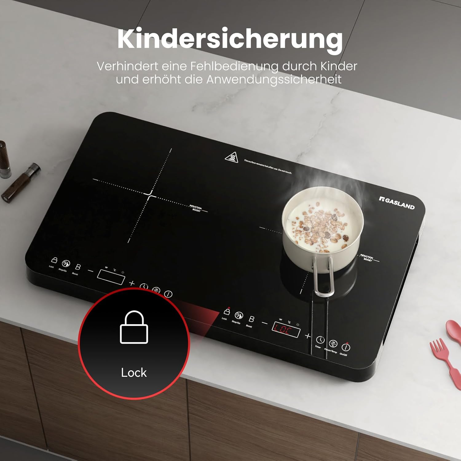 Thumbnail 6 de GASLAND IH582BTA Doppel Induktionskochplatte 58 cm