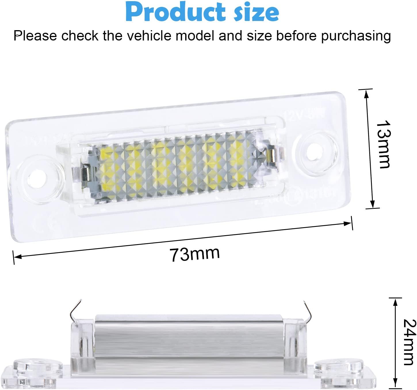 Thumbnail 1 de URAQT LED Number Plate Light – 2 Pcs, 12V White 6500K, Waterproof Can-Bus Rear License Plate Lamps for VW Group Models