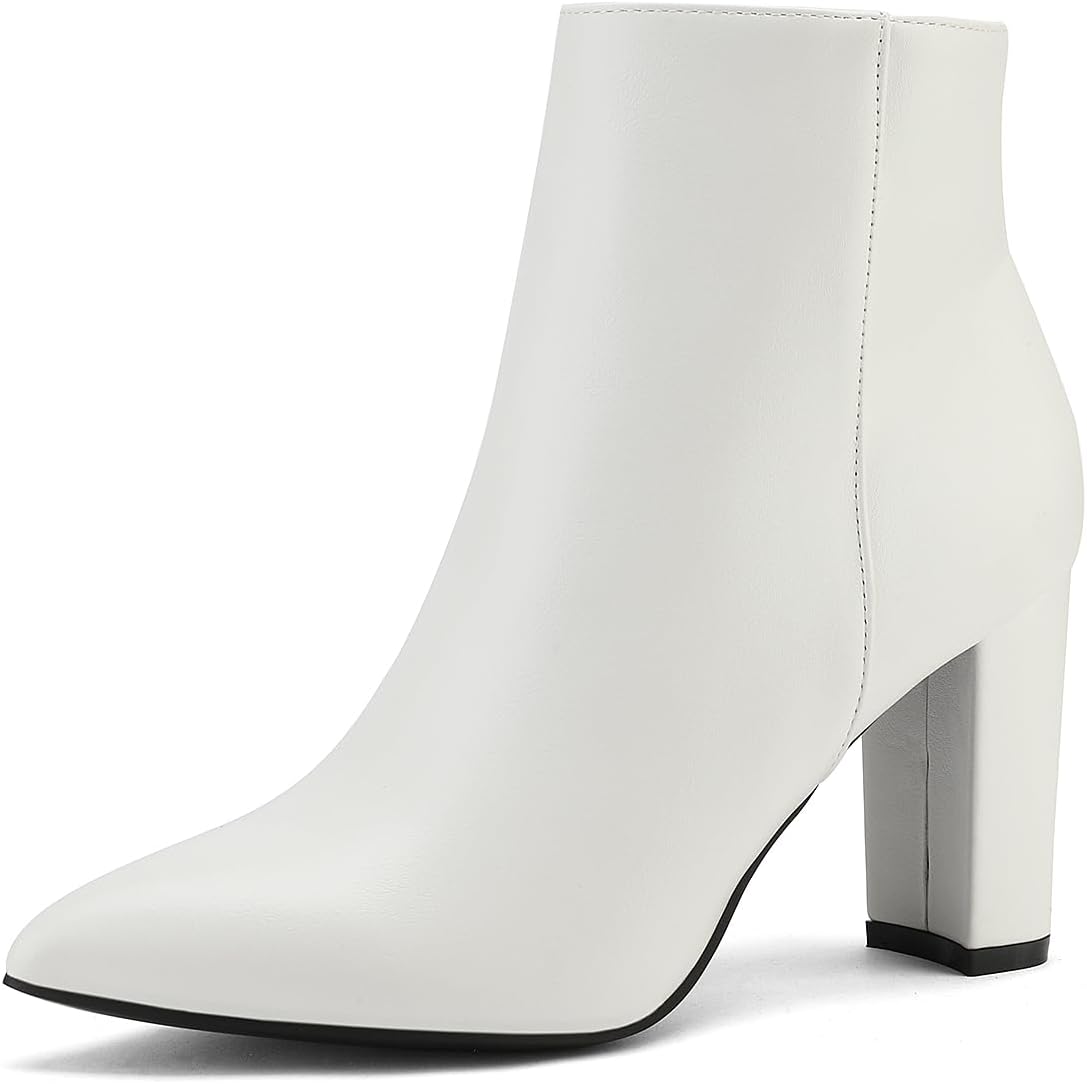 Detalle de DREAM PAIRS Sianna Chunky High Heel Ankle Booties with Faux-Fur Lining