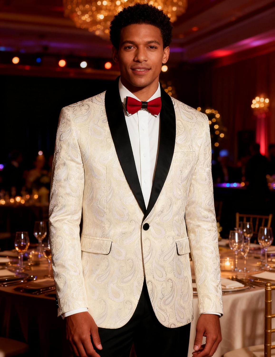 Thumbnail 1 de COOFANDY Floral Tuxedo Jacket Paisley Shawl Lapel