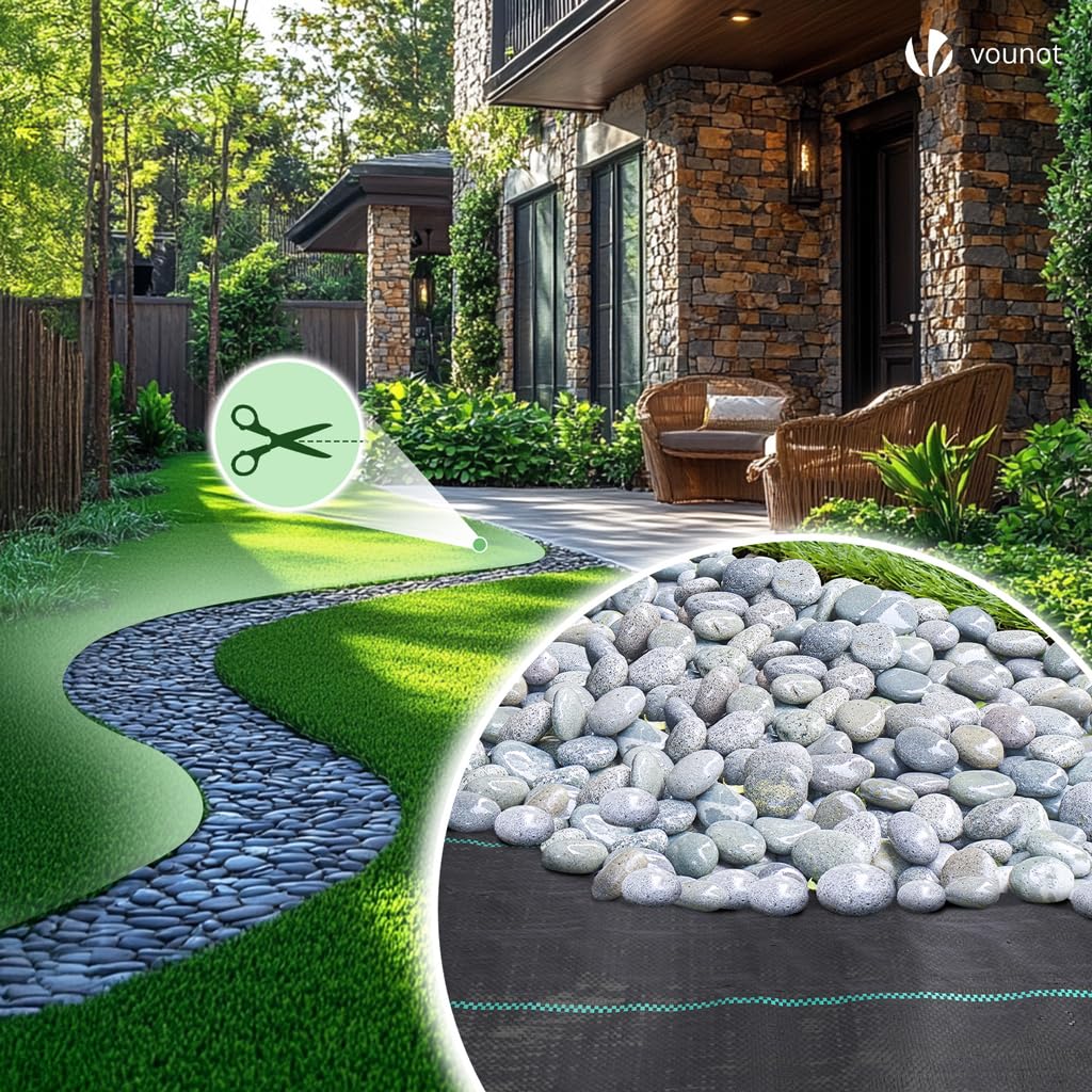 Detalle 2 de VOUNOT Unkrautvlies 2x10m mit 30 Bodenankern – strapazierfähiges Mulchvlies, 100 g/m², PP-Gewebe