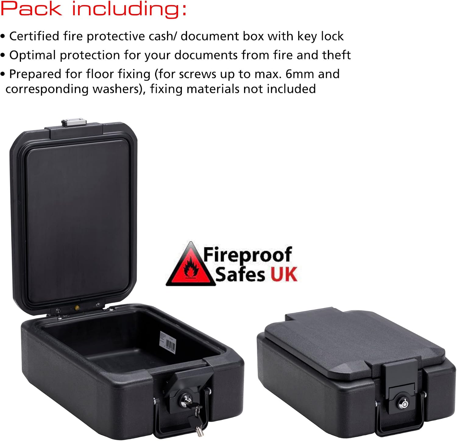 Thumbnail 5 de Burg Wächter FP22K Fireproof A4 Document Deed Box Safe Fire Chest (Black)