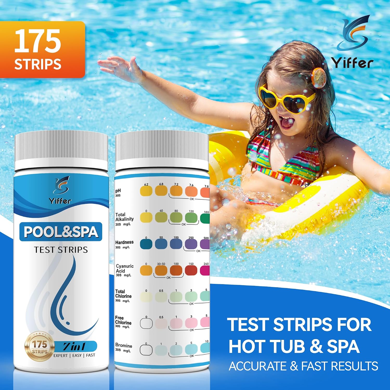 Thumbnail 6 de Yiffer 175-Count 7-Way Pool Test Strips for Pools, Hot Tubs and Spas