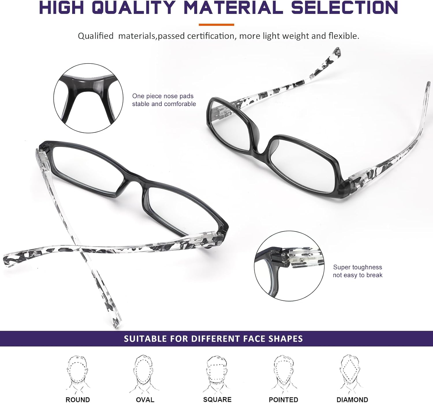 Thumbnail 4 de kunchu 5Pack Reading Glasses for Women — Blue Light Blocking, Spring Hinge, Anti-Glare UV Readers
