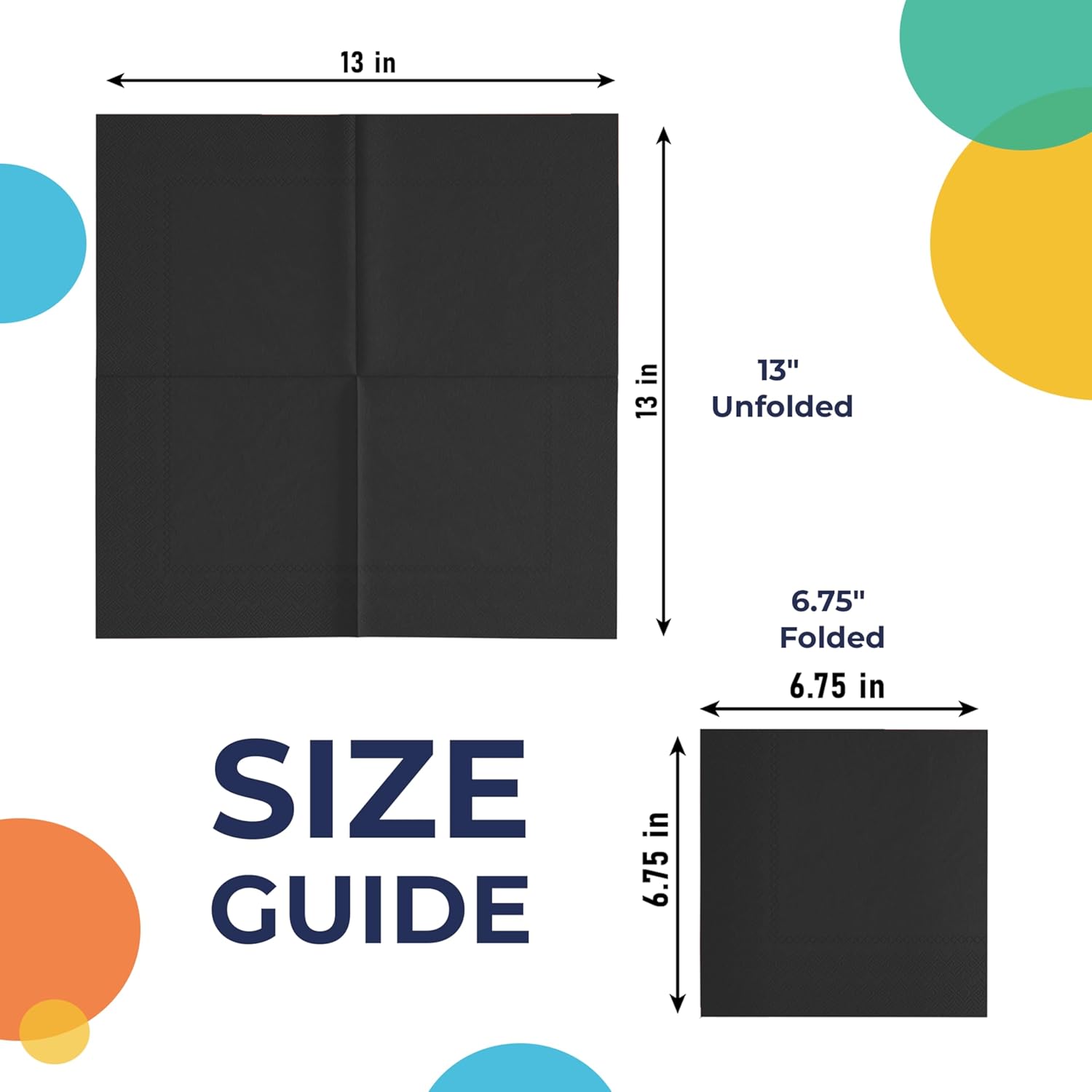Thumbnail 2 de Party Solids Black Disposable 2-Ply Dinner Napkins (100 Count) for Parties & Everyday Use