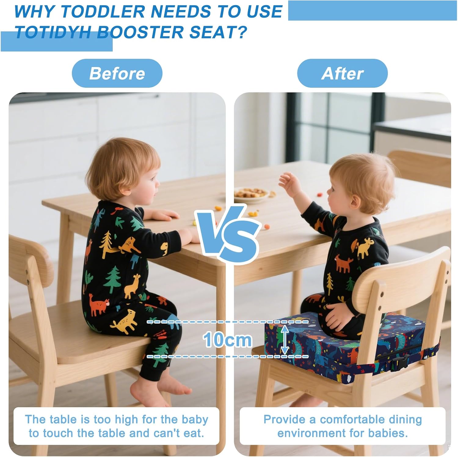 Thumbnail 4 de Capslpad Toddler Booster Seat Cushion with 3 Adjustable Straps (Waterproof, Washable) – Blue
