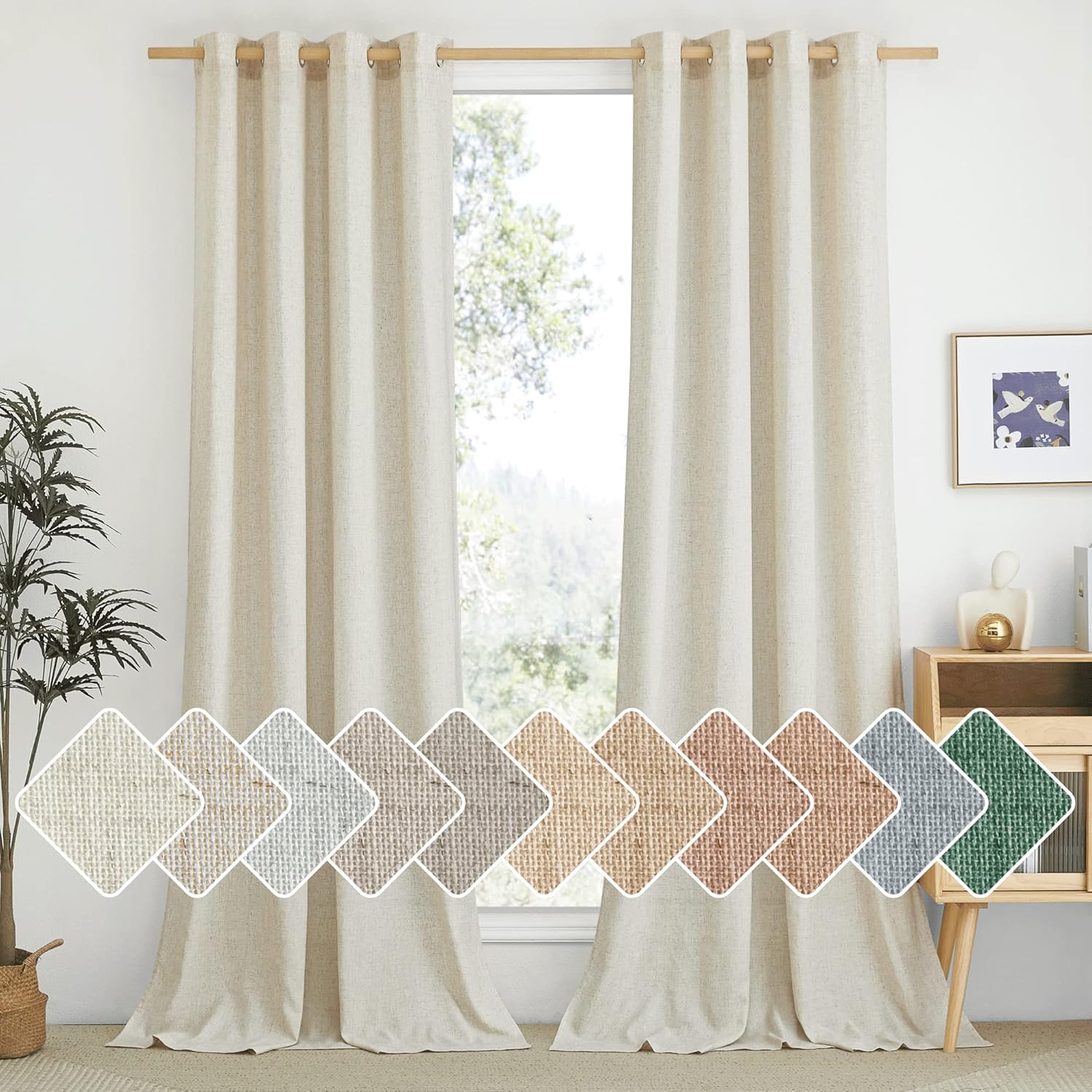 Detalle de NICETOWN Natural Linen Curtains 84in