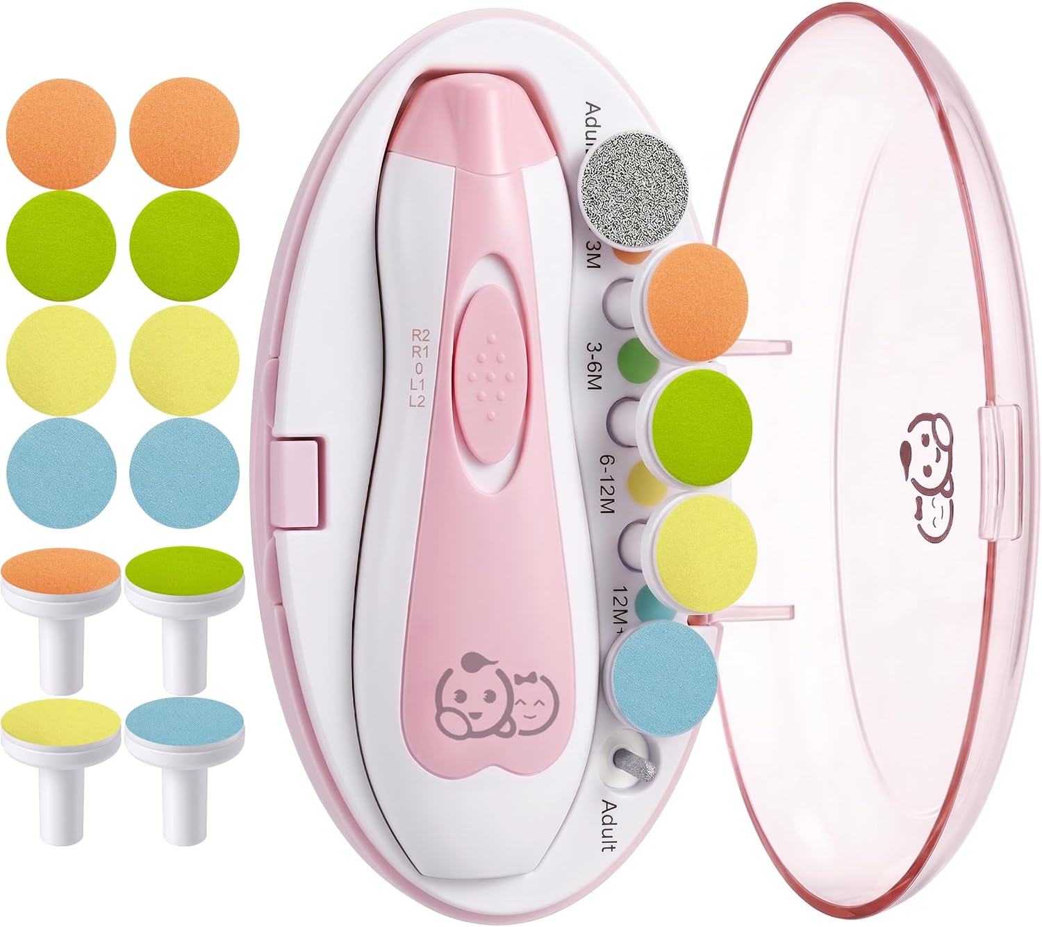Detalle de Royal Angels RA1 Baby Nail Trimmer with Labeled Case, 12 Replacement Pads, Pink