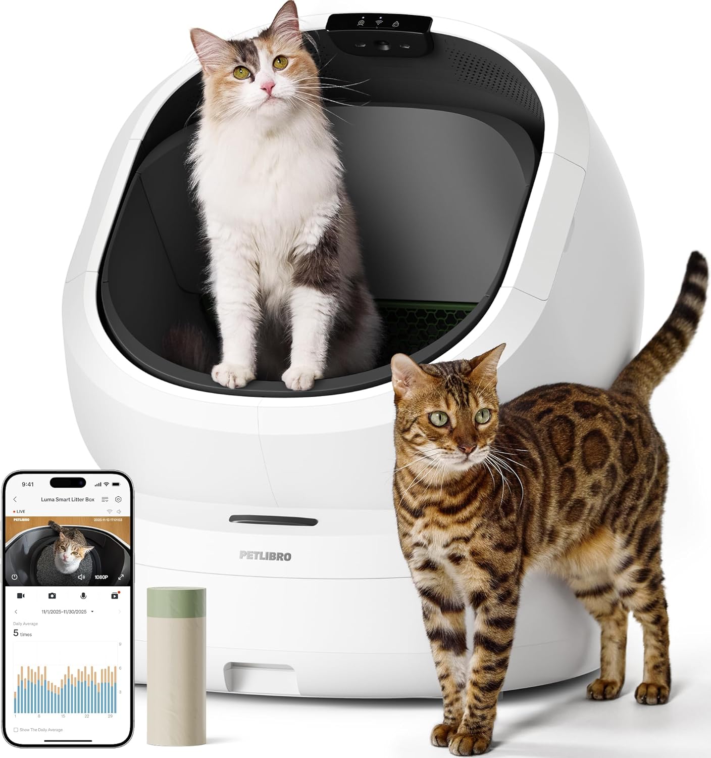 PETLIBRO Luma Automatic Self-Cleaning Cat Litter Tray with 24/7 Odour Control and AI Features