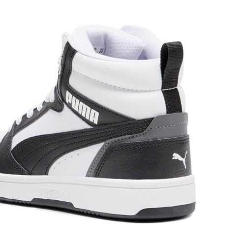 Detalle de PUMA Rebound V6 Mid Jr. - Scarpe da ginnastica unisex per bambini e ragazzi, Puma White / Black Shadow Gray, 37 EU