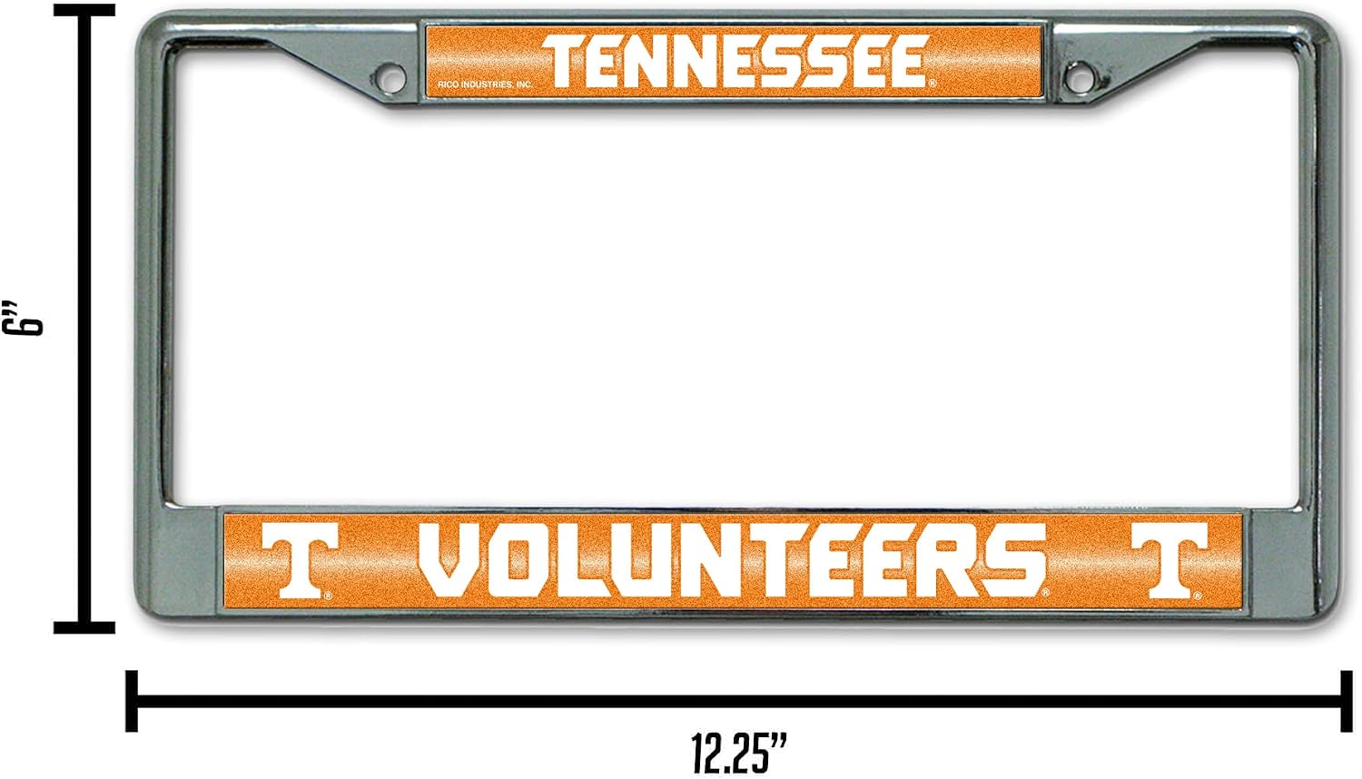 Detalle de Rico Industries NCAA 12" x 6" Silver Bling Chrome Car/Truck/SUV Auto Accessory Frame