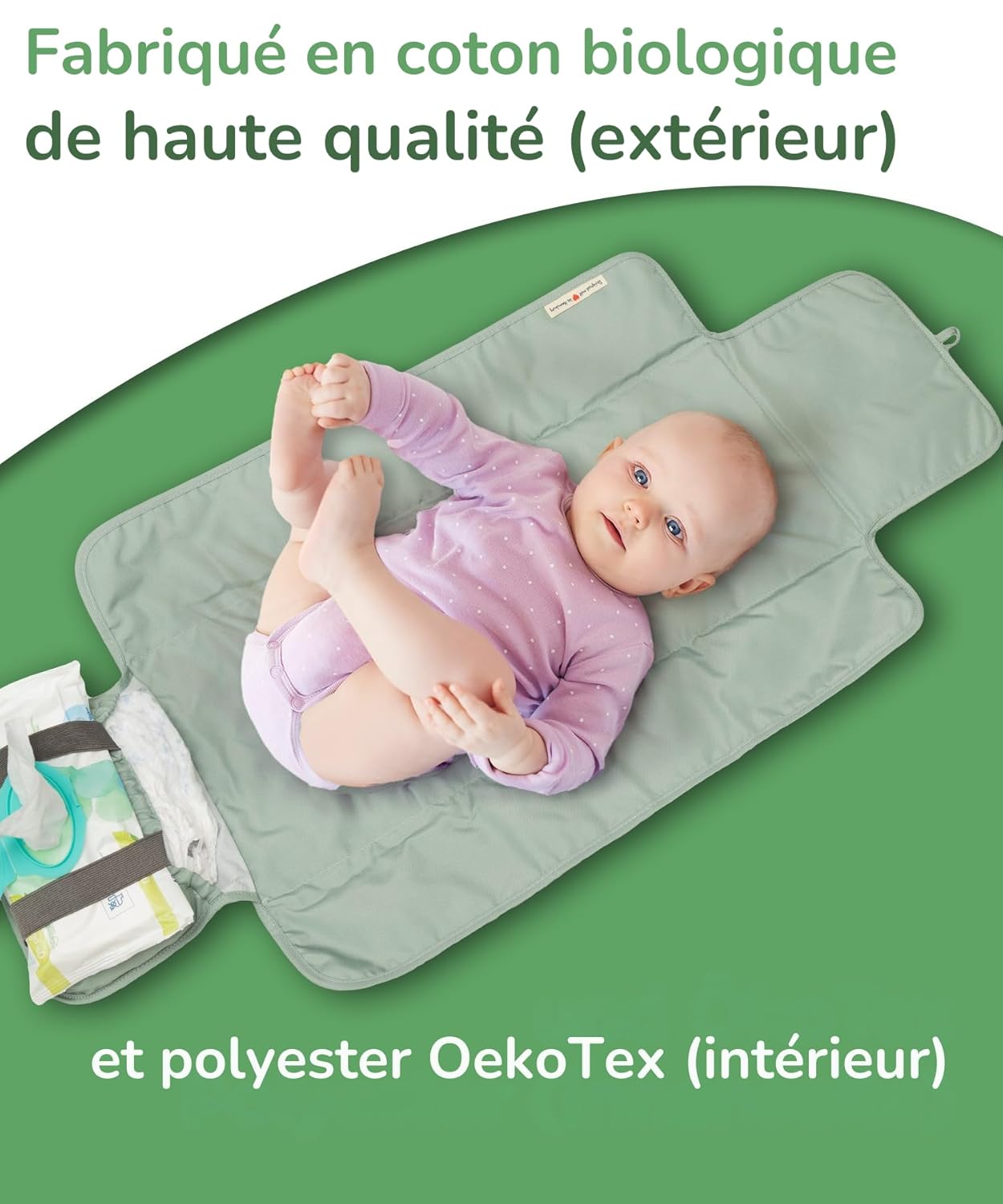 Thumbnail 5 de Jubi Wickelauflage unterwegs Mint – kompakte Wickelunterlage aus Bio-Baumwolle & Öko-Tex Polyester