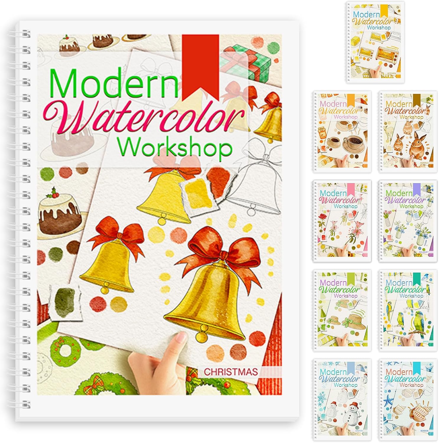 Detalle de ADEVIAN Watercolor Workbook for Beginners, 12 Christmas Projects