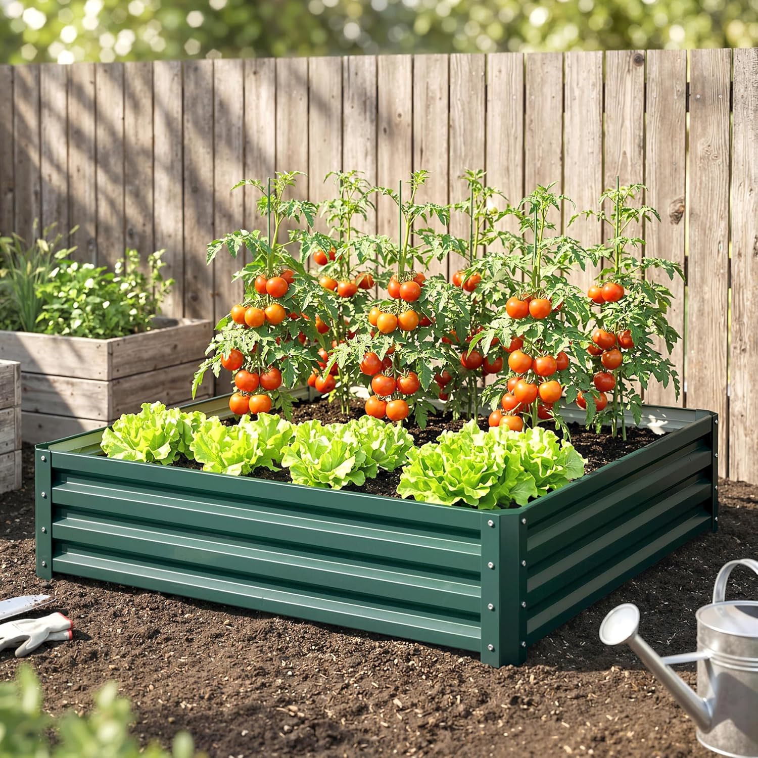 Thumbnail 6 de Outsunny Carré Potager surélevé 120x120x30 cm en acier galvanisé – Jardin, fleurs et herbes