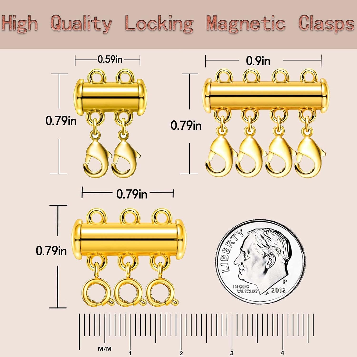 Detalle 2 de OHINGLT 01 Magnetic Necklace Layering Clasps, Brass, Gold and Silver Plated