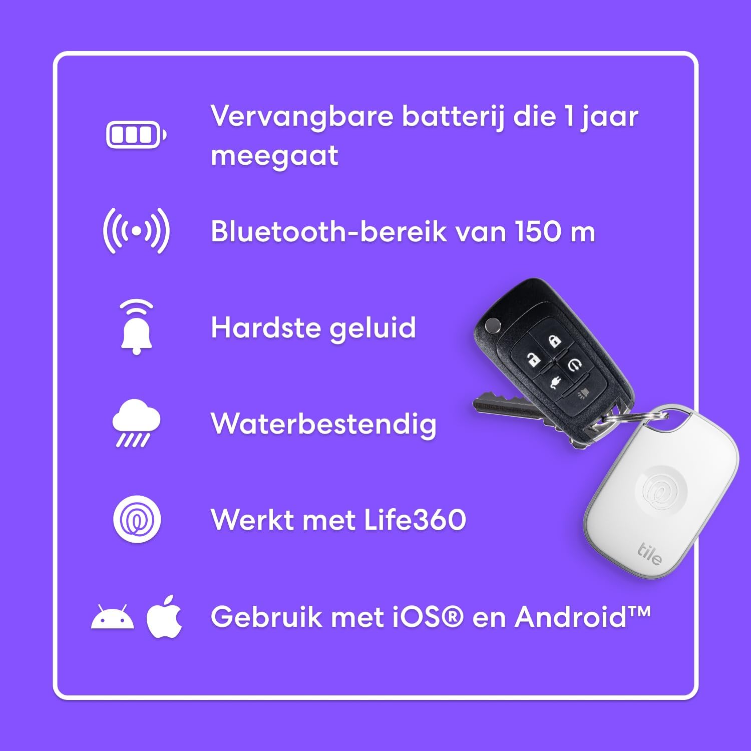 Thumbnail 6 de Life360 Tile Pro Bluetooth-tracker, set van 4 zwart/wit met vervangbare batterij