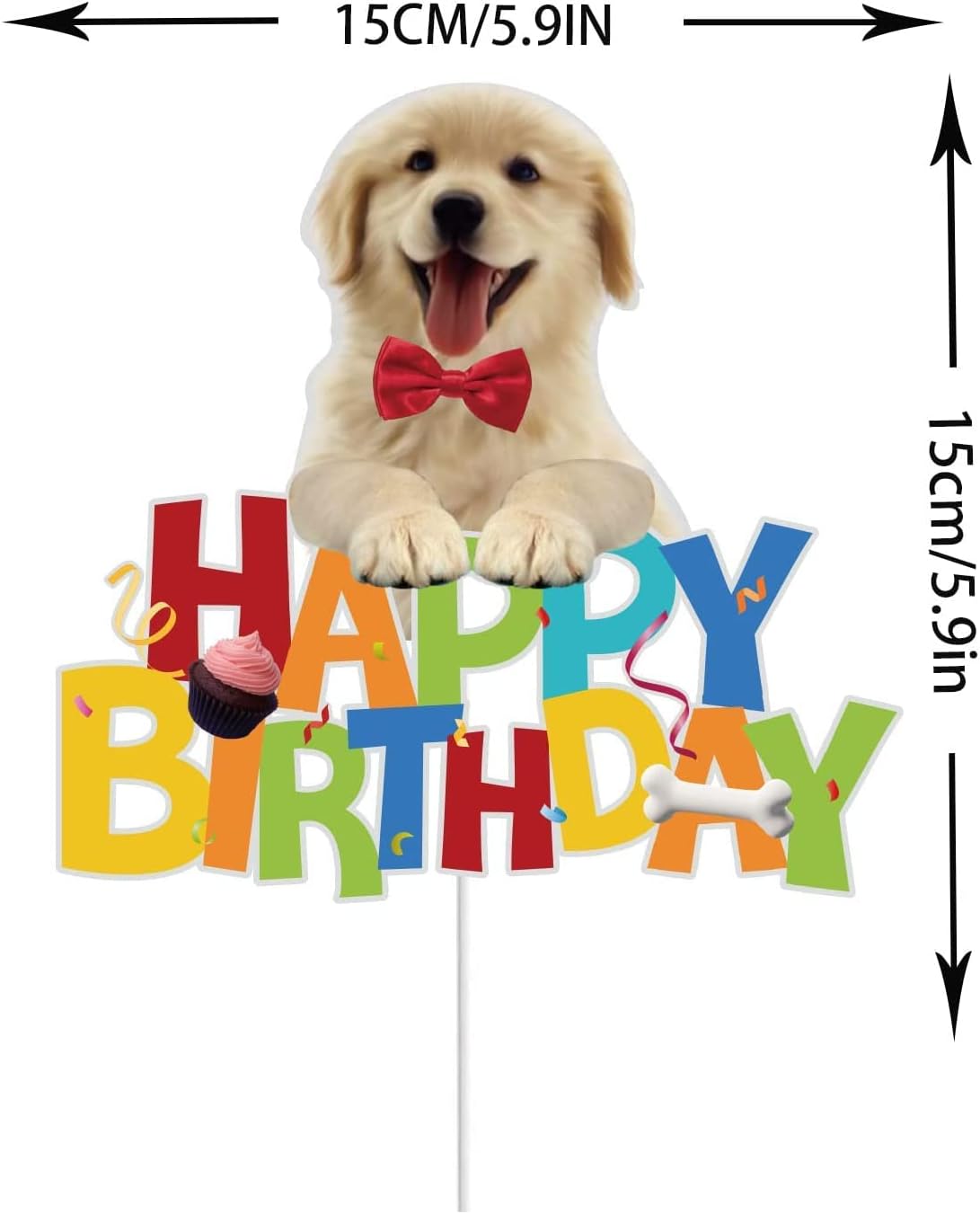 Detalle 2 de KEWEYA Dog Birthday Cake Topper 10.7 x 15 cm