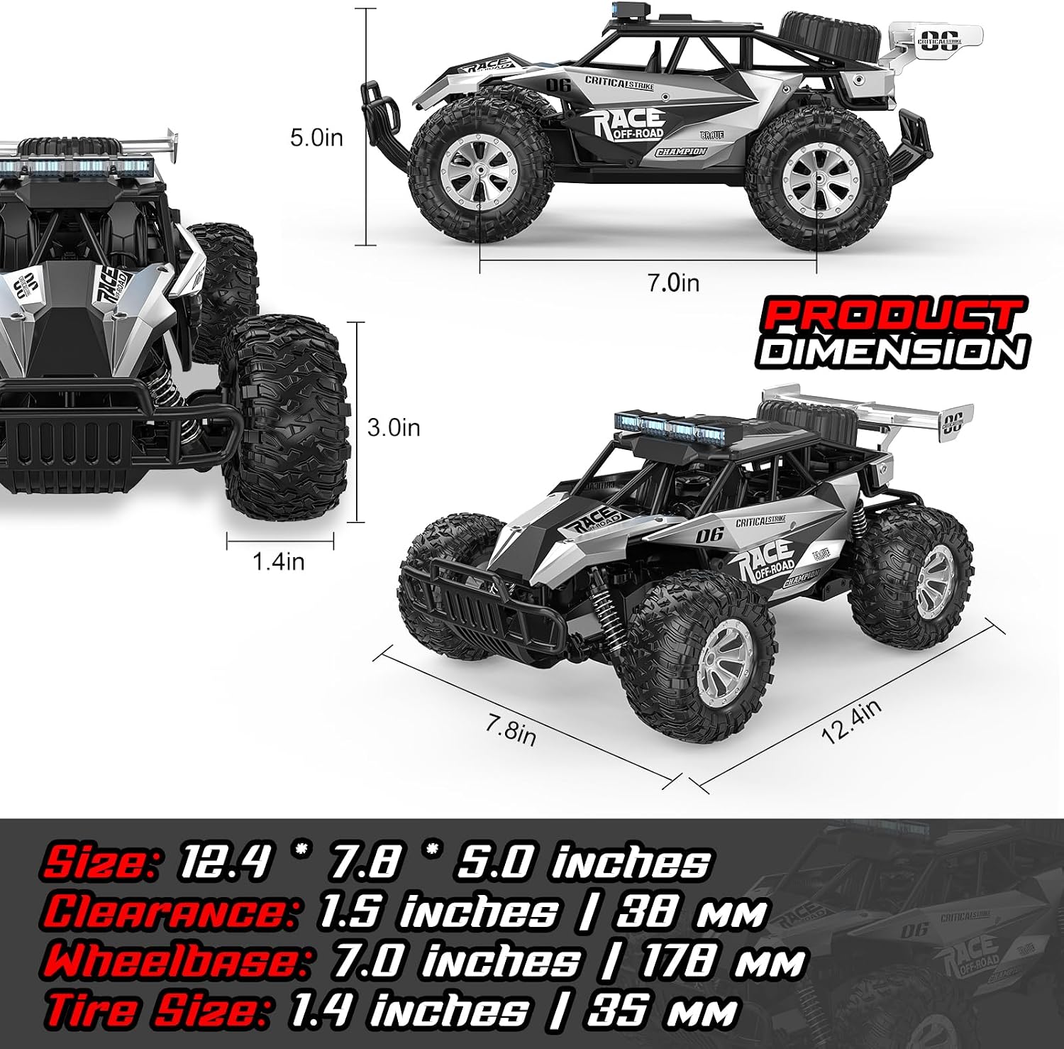Thumbnail 4 de BLUEJAY 1809 1:12 RC Monster Truck, 33 km/h, LED Lights