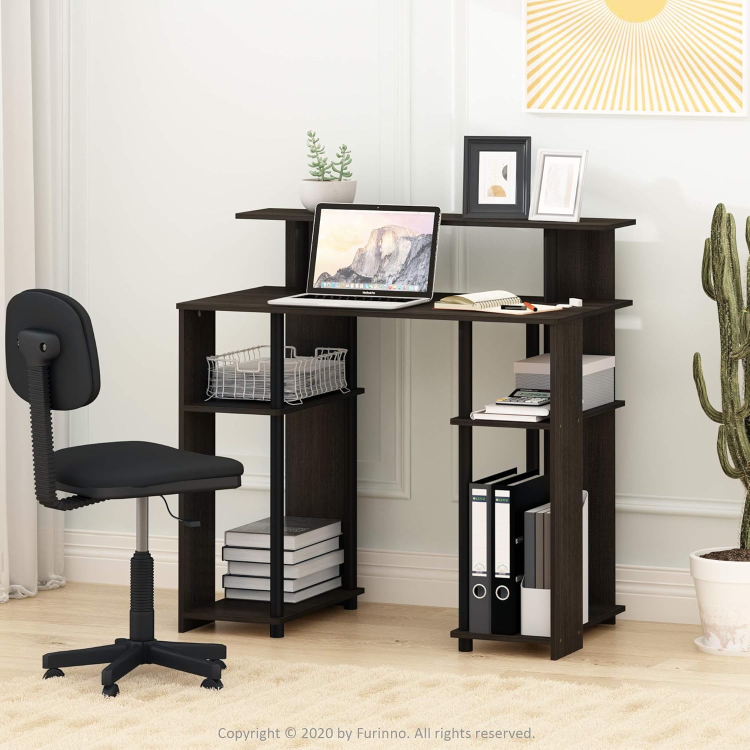 Thumbnail 1 de Furinno JAYA Simple Design Computer Desk in Walnut effect – practical study and writing desk