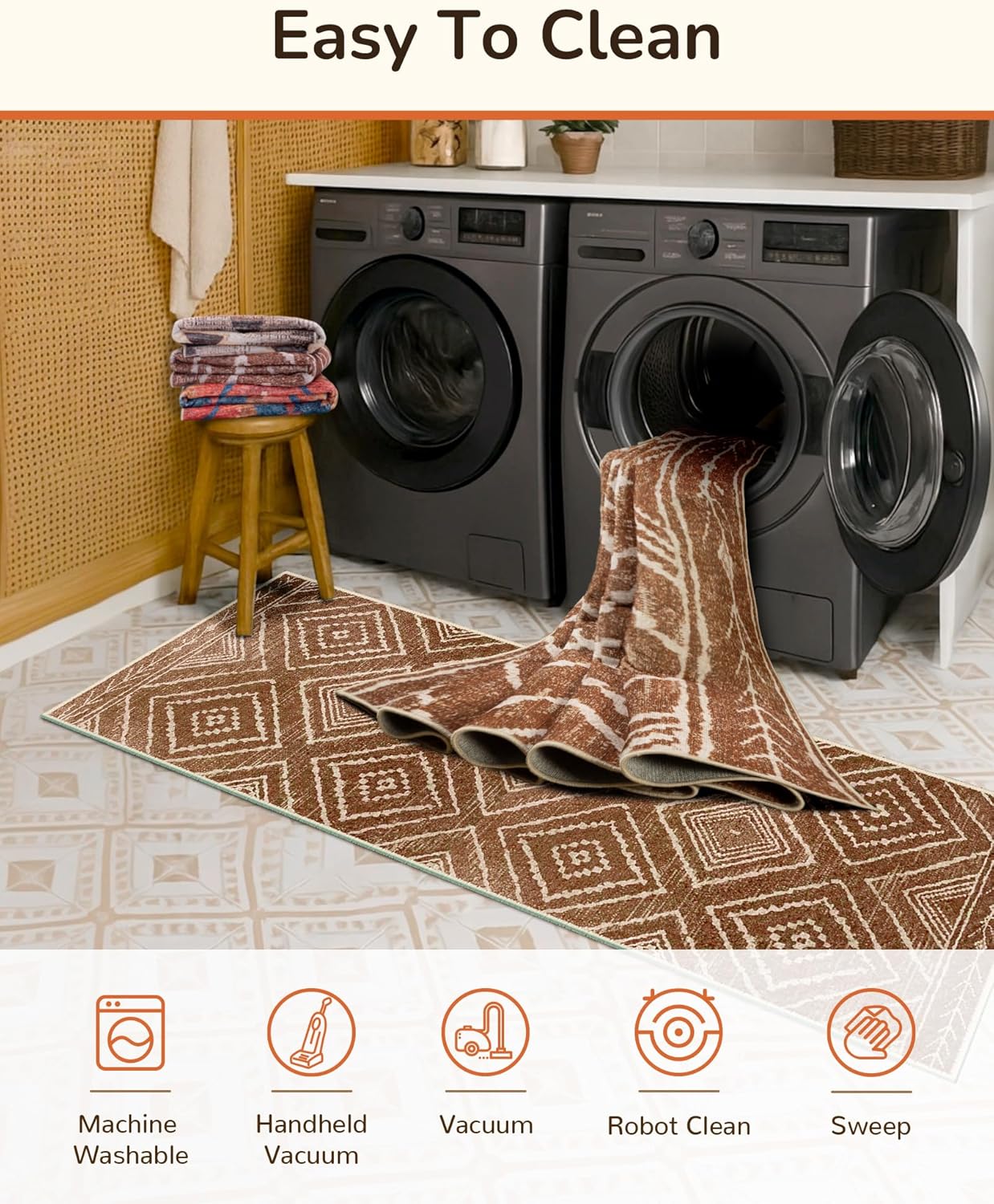 Detalle 2 de Area Rug 8x10 Machine Washable Low Pile Rug 📐